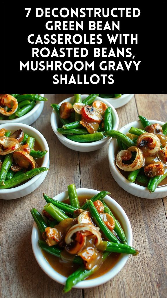 7 Deconstructed Green Bean Casseroles With Roasted Beans, Mushroom Gravy & Shallots