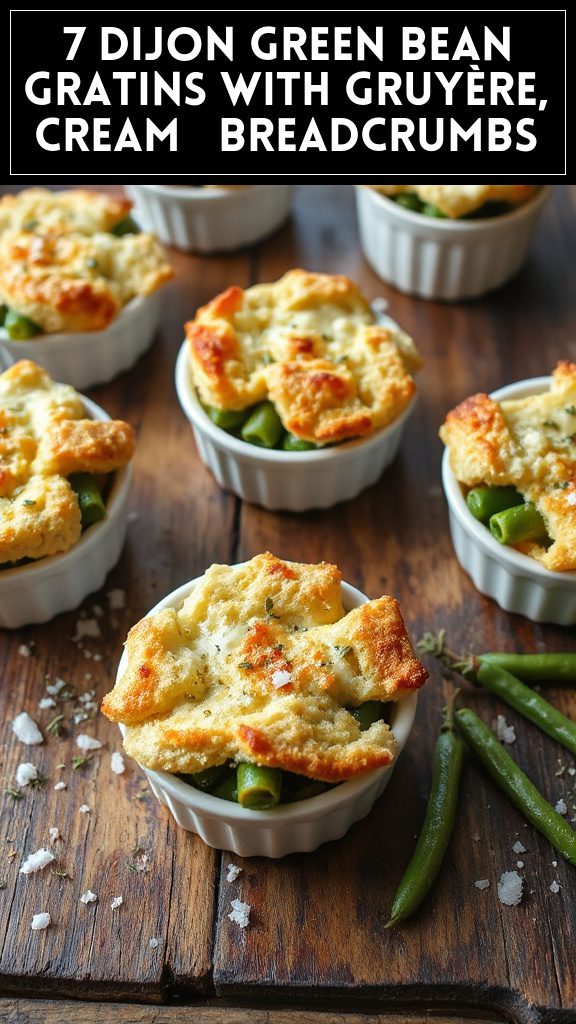 7 Dijon Green Bean Gratins With Gruyère, Cream & Breadcrumbs