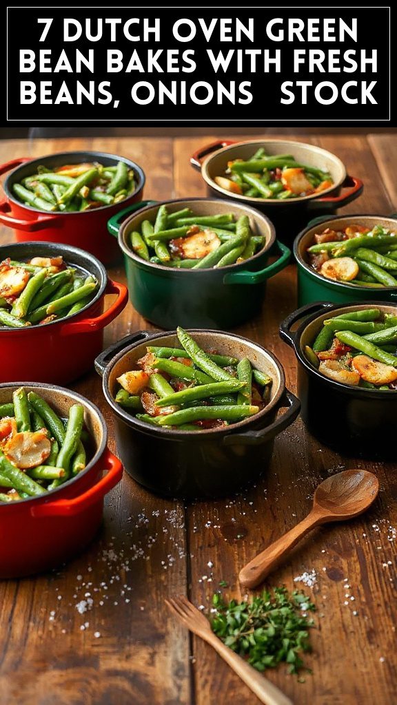7 Dutch Oven Green Bean Bakes With Fresh Beans, Onions & Stock