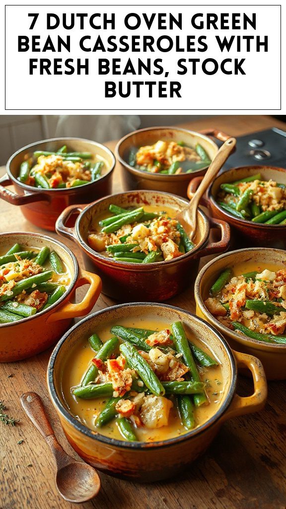 7 Dutch Oven Green Bean Casseroles With Fresh Beans, Stock & Butter