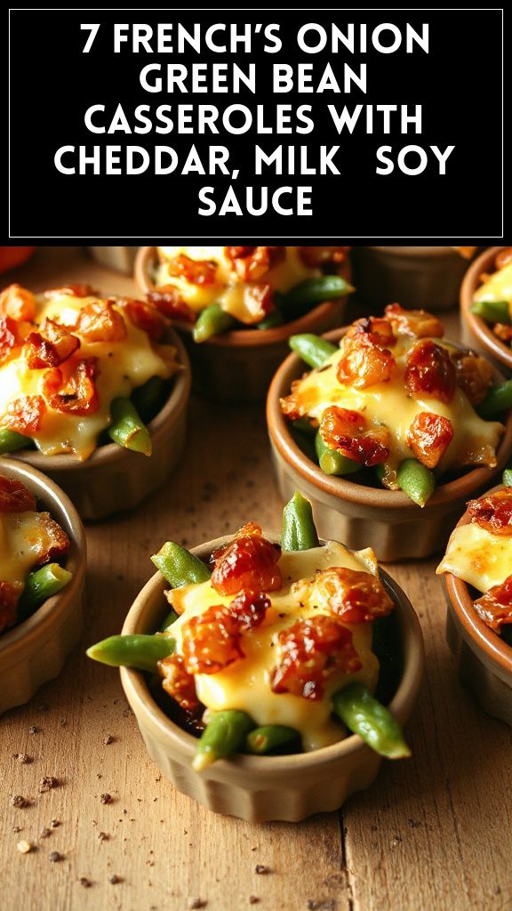 7 French’s Onion Green Bean Casseroles With Cheddar, Milk & Soy Sauce