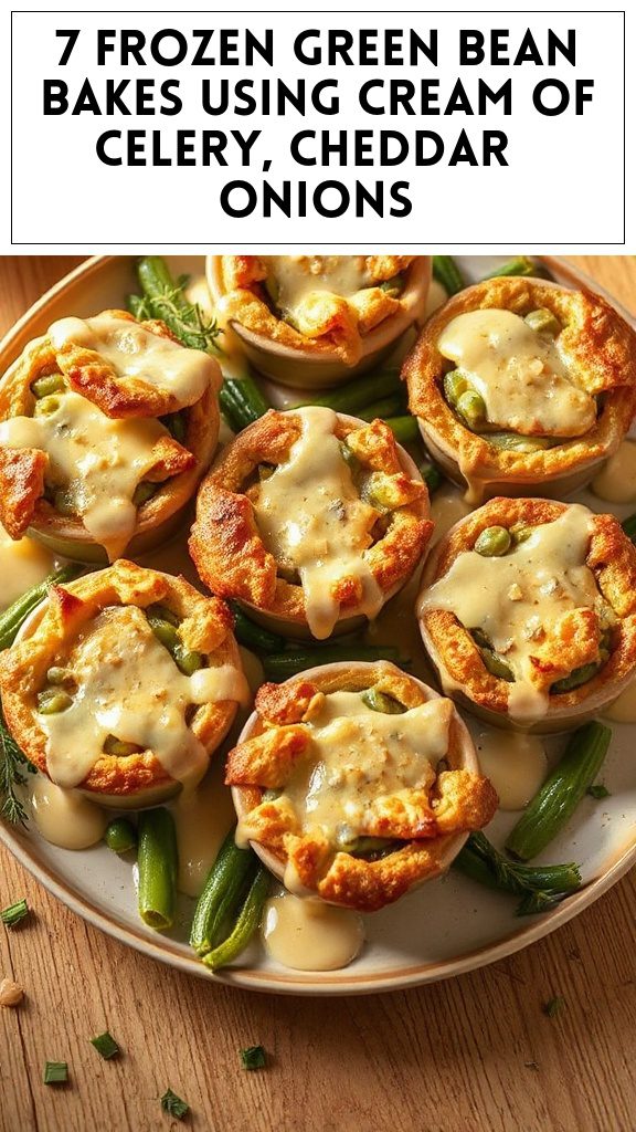 7 Frozen Green Bean Bakes Using Cream of Celery, Cheddar & Onions