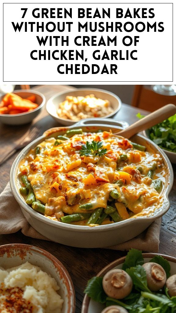 7 Green Bean Bakes Without Mushrooms With Cream of Chicken, Garlic & Cheddar