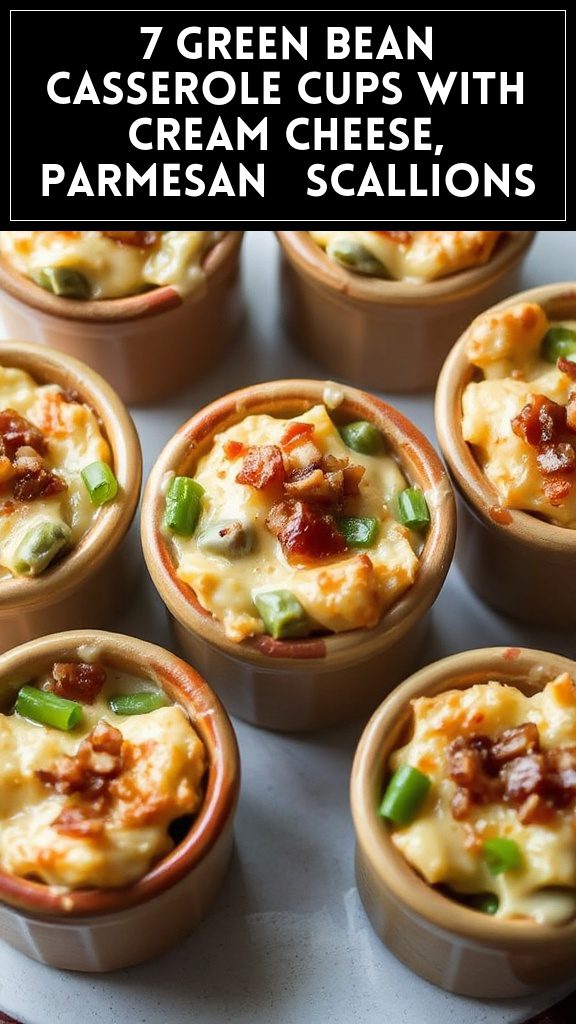 7 Green Bean Casserole Cups With Cream Cheese, Parmesan & Scallions