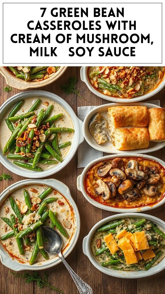 7 Green Bean Casseroles With Cream of Mushroom, Milk & Soy Sauce