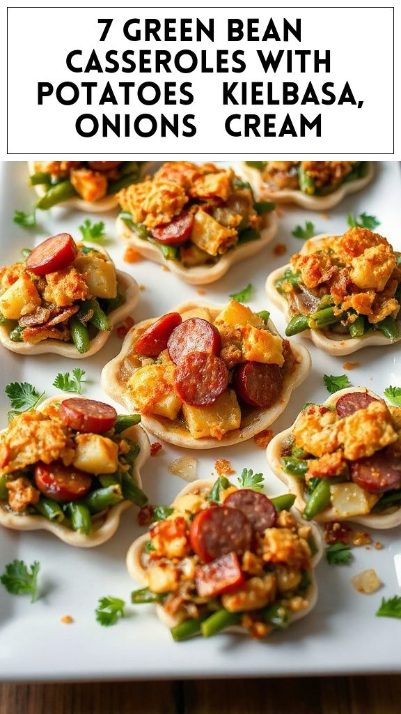7 Green Bean Casseroles With Potatoes & Kielbasa, Onions & Cream