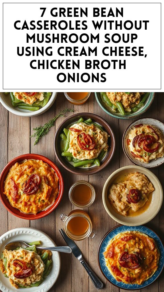 7 Green Bean Casseroles Without Mushroom Soup Using Cream Cheese, Chicken Broth & Onions