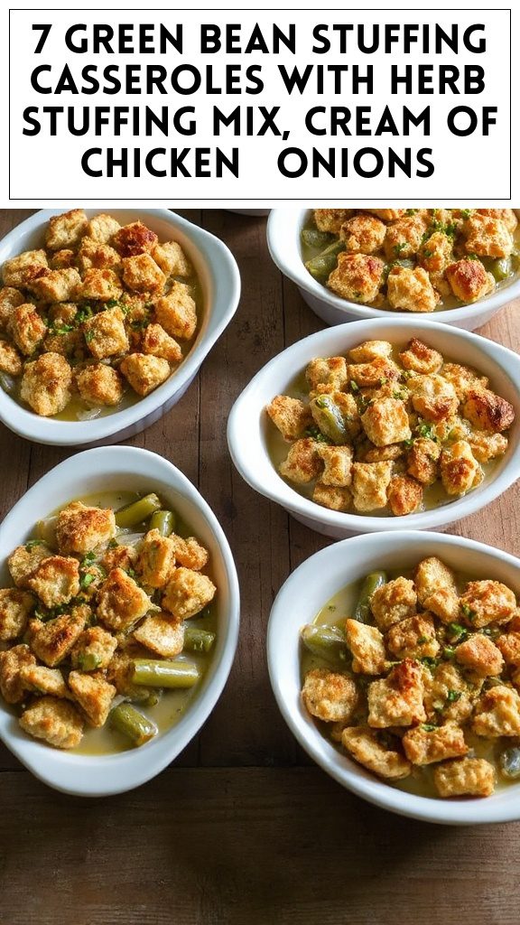 7 Green Bean Stuffing Casseroles With Herb Stuffing Mix, Cream of Chicken & Onions