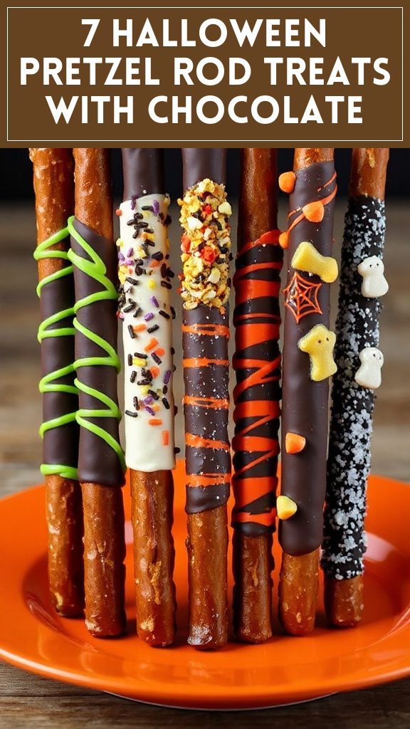 7 Halloween Pretzel Rod Treats With Chocolate