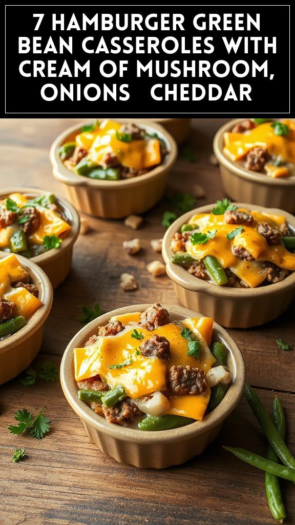 7 Hamburger Green Bean Casseroles With Cream of Mushroom, Onions & Cheddar