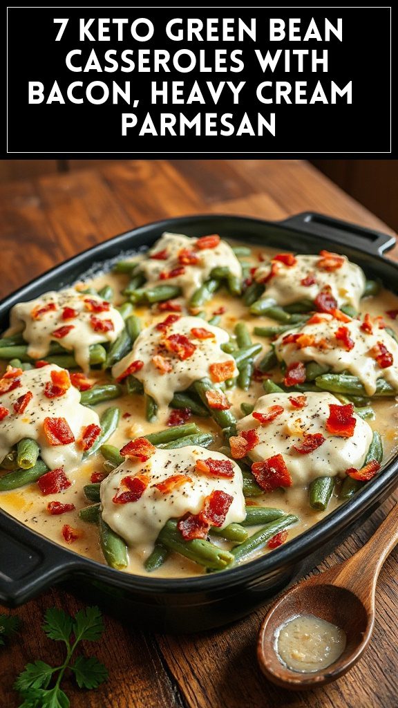 7 Keto Green Bean Casseroles With Bacon, Heavy Cream & Parmesan