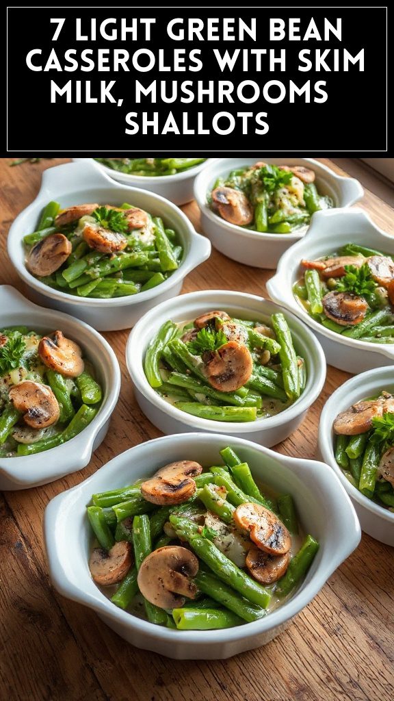 7 Light Green Bean Casseroles With Skim Milk, Mushrooms & Shallots