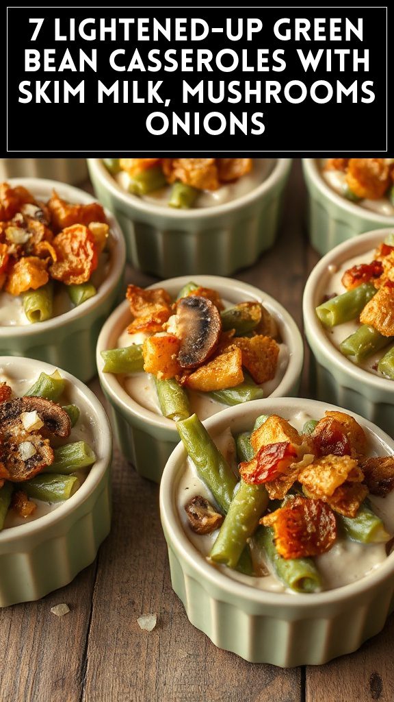 7 Lightened-Up Green Bean Casseroles With Skim Milk, Mushrooms & Onions