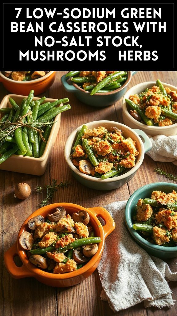 7 Low-Sodium Green Bean Casseroles With No-Salt Stock, Mushrooms & Herbs