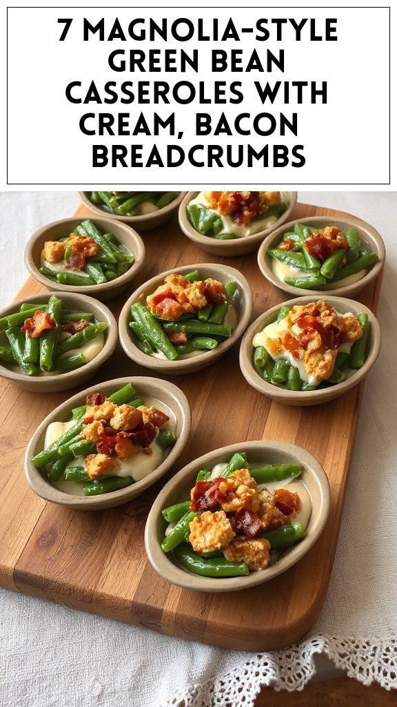 7 Magnolia-Style Green Bean Casseroles With Cream, Bacon & Breadcrumbs