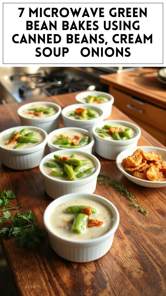 7 Microwave Green Bean Bakes Using Canned Beans, Cream Soup & Onions