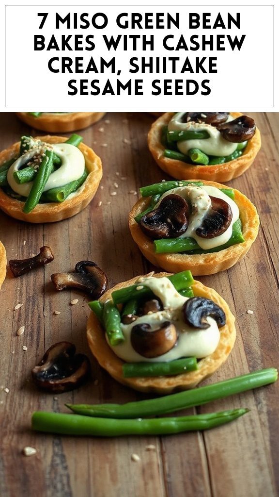 7 Miso Green Bean Bakes With Cashew Cream, Shiitake & Sesame Seeds