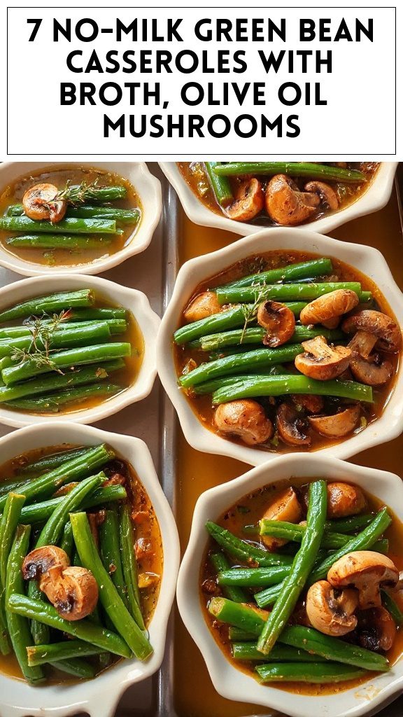 7 No-Milk Green Bean Casseroles With Broth, Olive Oil & Mushrooms