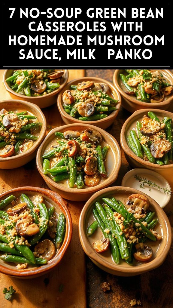 7 No-Soup Green Bean Casseroles With Homemade Mushroom Sauce, Milk & Panko