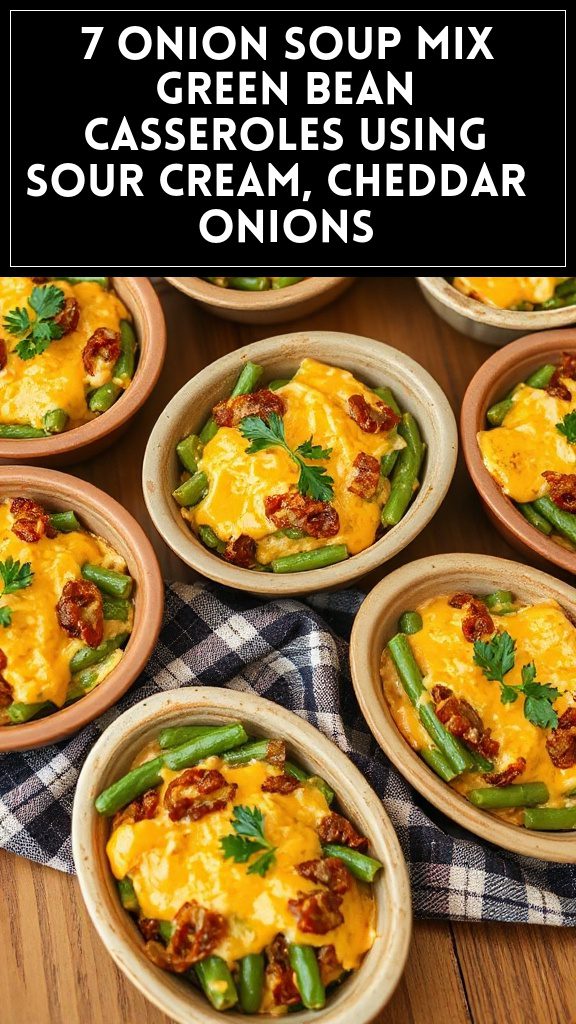 7 Onion Soup Mix Green Bean Casseroles Using Sour Cream, Cheddar & Onions