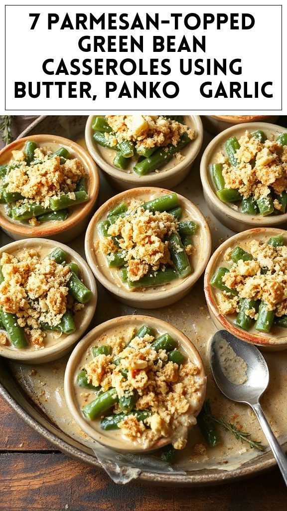 7 Parmesan-Topped Green Bean Casseroles Using Butter, Panko & Garlic
