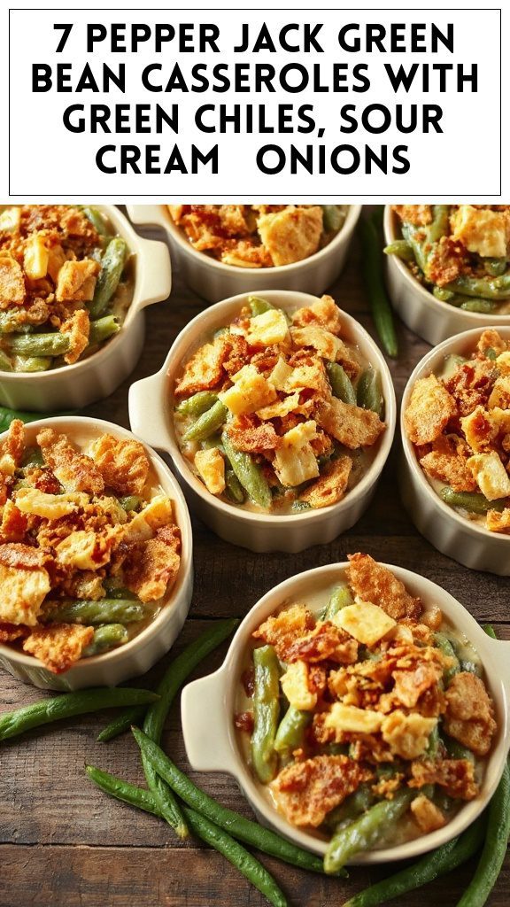 7 Pepper Jack Green Bean Casseroles With Green Chiles, Sour Cream & Onions