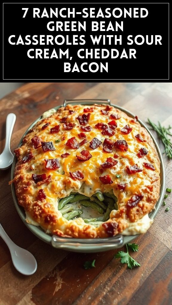 7 Ranch-Seasoned Green Bean Casseroles With Sour Cream, Cheddar & Bacon
