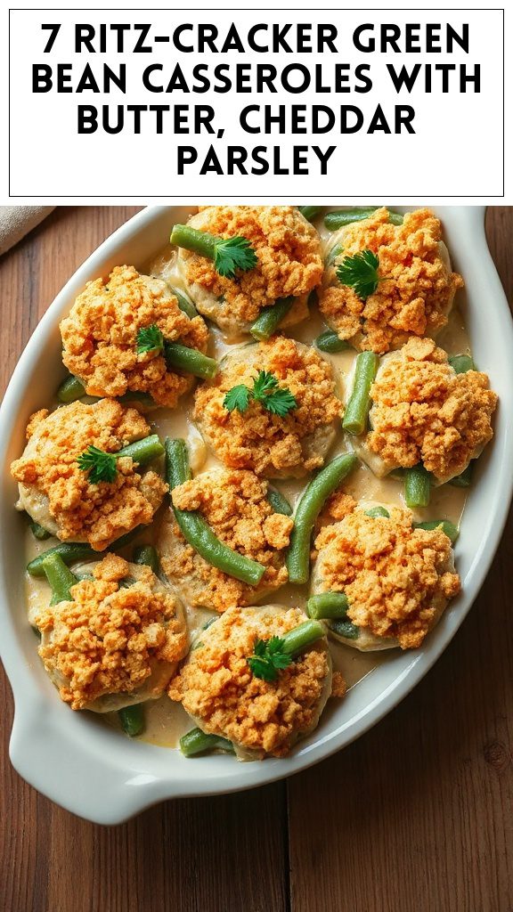 7 Ritz-Cracker Green Bean Casseroles With Butter, Cheddar & Parsley