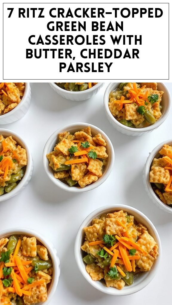 7 Ritz Cracker–Topped Green Bean Casseroles With Butter, Cheddar & Parsley