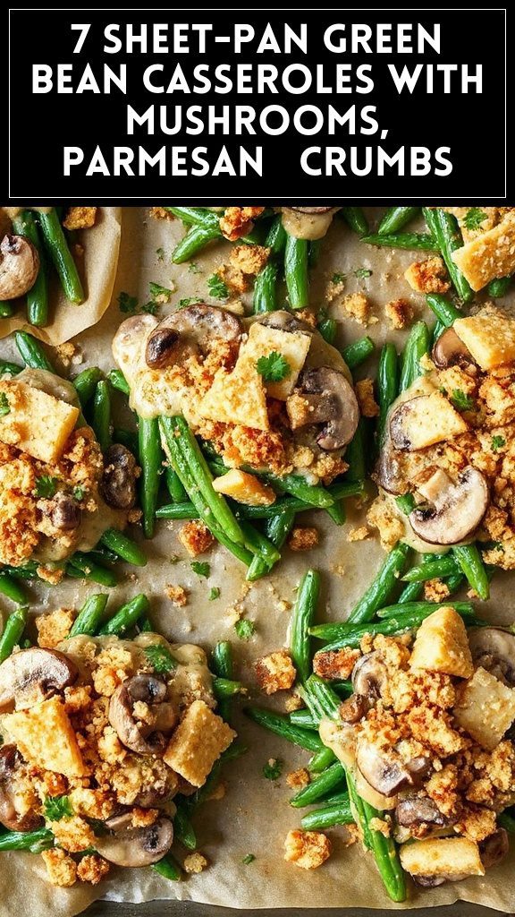 7 Sheet-Pan Green Bean Casseroles With Mushrooms, Parmesan & Crumbs