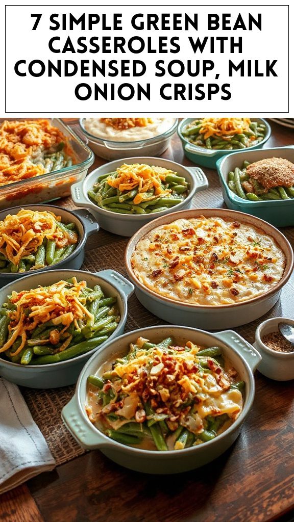 7 Simple Green Bean Casseroles With Condensed Soup, Milk & Onion Crisps