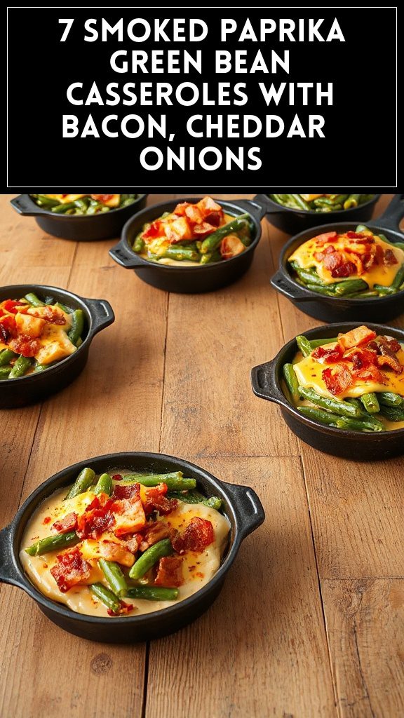 7 Smoked Paprika Green Bean Casseroles With Bacon, Cheddar & Onions