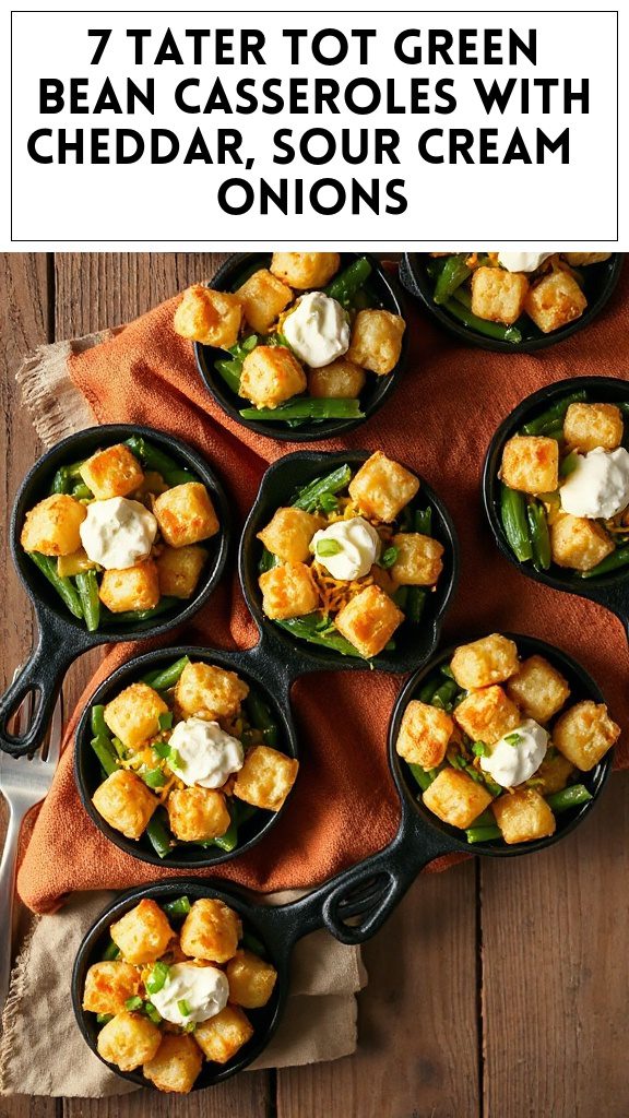 7 Tater Tot Green Bean Casseroles With Cheddar, Sour Cream & Onions