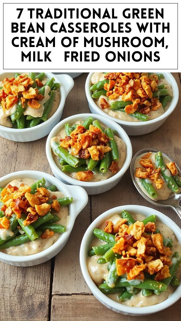 7 Traditional Green Bean Casseroles With Cream of Mushroom, Milk & Fried Onions