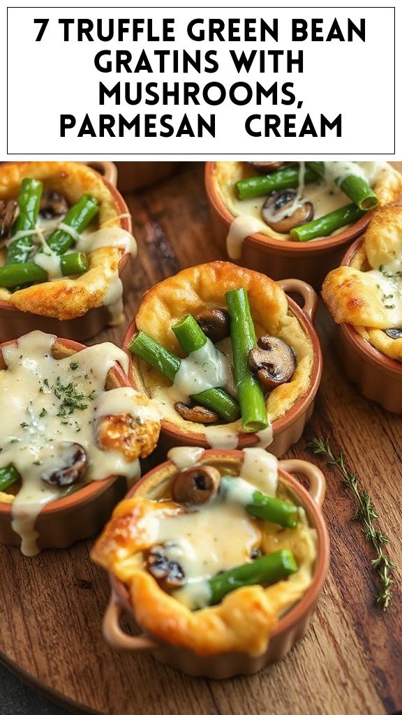 7 Truffle Green Bean Gratins With Mushrooms, Parmesan & Cream