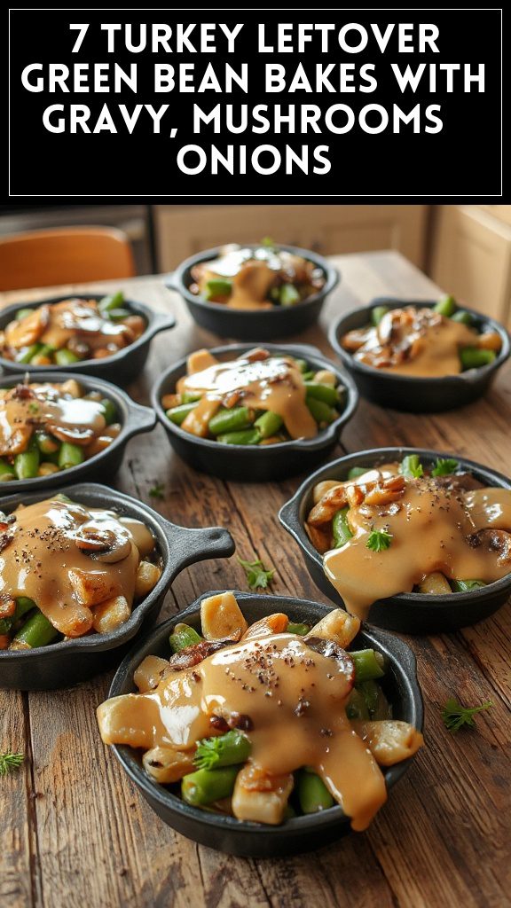 7 Turkey Leftover Green Bean Bakes With Gravy, Mushrooms & Onions