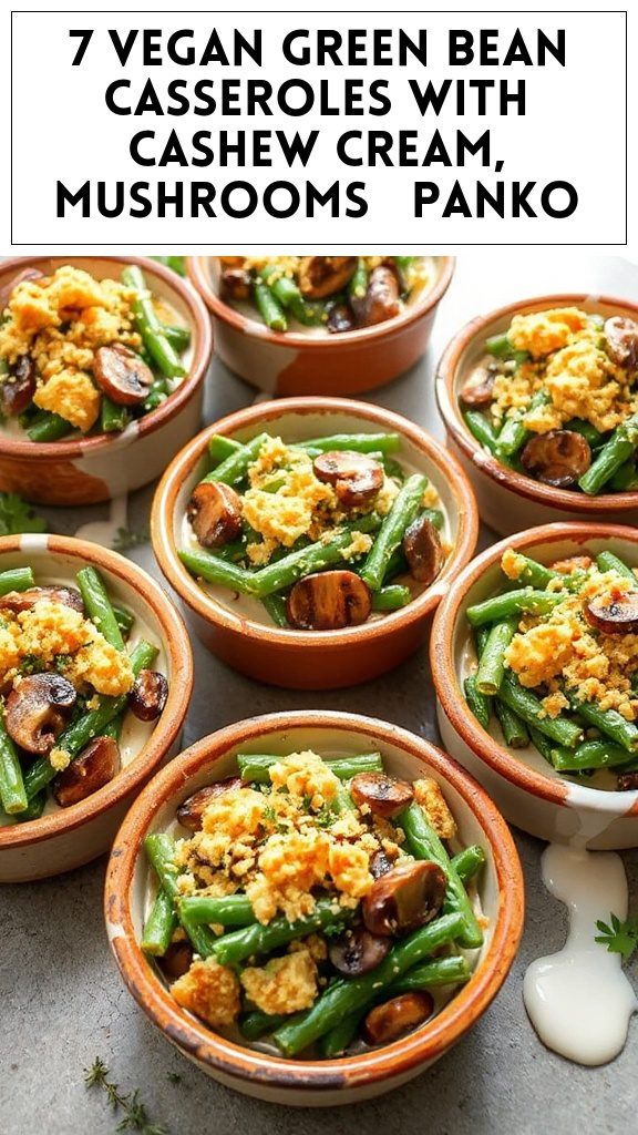 7 Vegan Green Bean Casseroles With Cashew Cream, Mushrooms & Panko