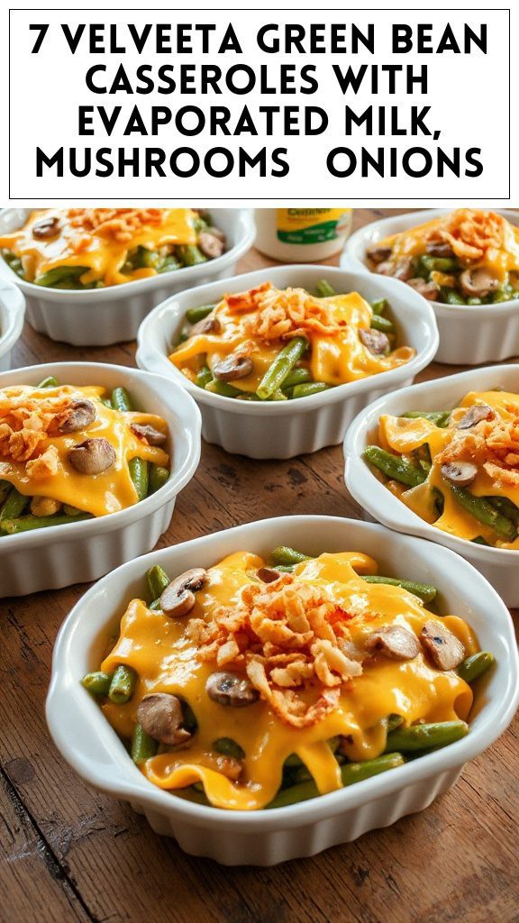 7 Velveeta Green Bean Casseroles With Evaporated Milk, Mushrooms & Onions