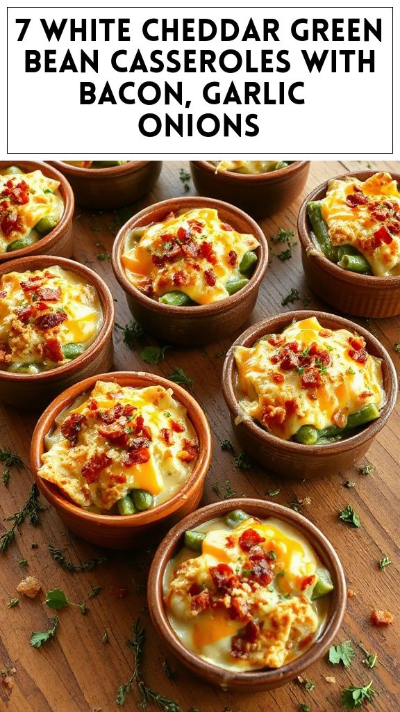 7 White Cheddar Green Bean Casseroles With Bacon, Garlic & Onions