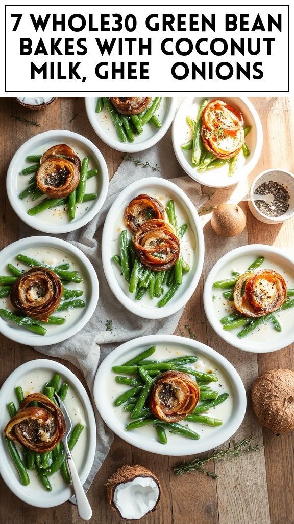 7 Whole30 Green Bean Bakes With Coconut Milk, Ghee & Onions