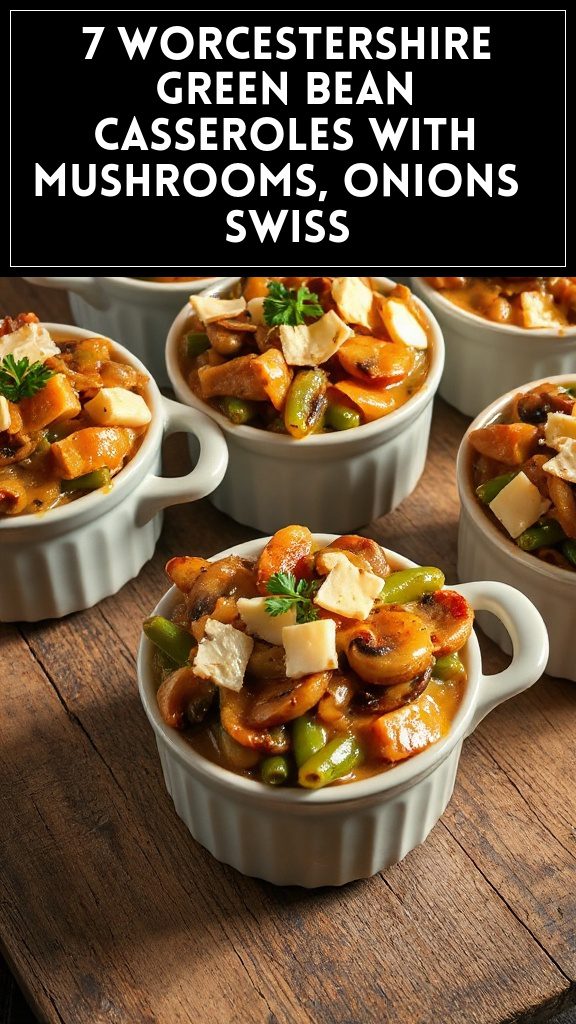 7 Worcestershire Green Bean Casseroles With Mushrooms, Onions & Swiss