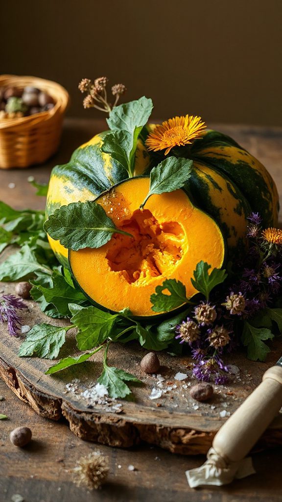 acorn squash with greens acorn squash with greens