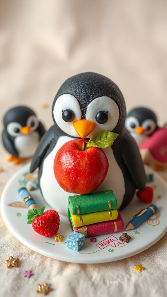 adorable penguin shaped cake