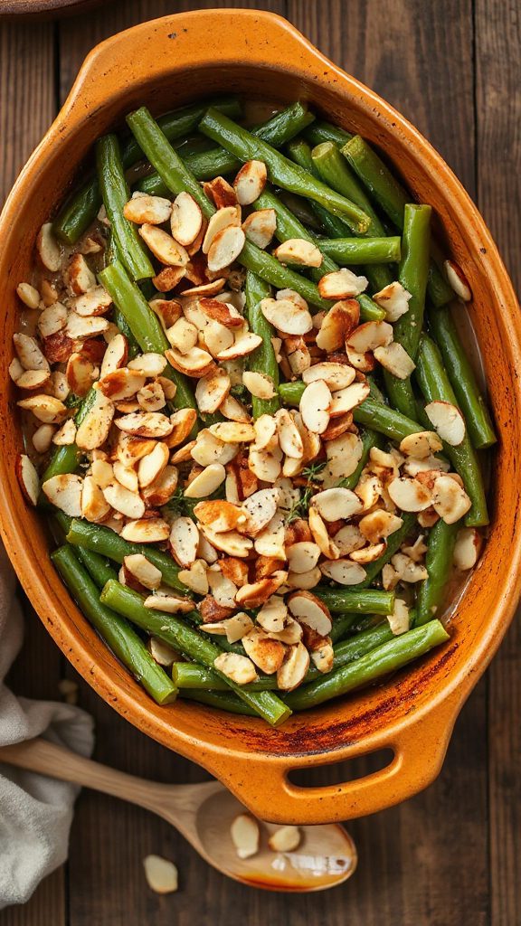 almond infused green bean casserole