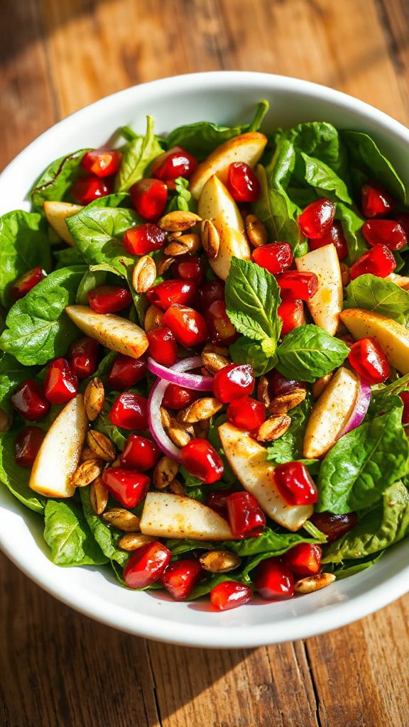 apple pomegranate spinach salad apple pomegranate spinach salad