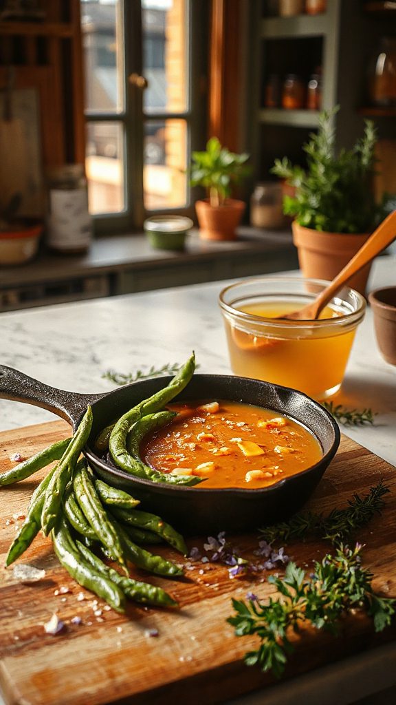 aromatic thyme shallot green beans