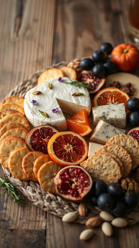 artistic cheese and crackers