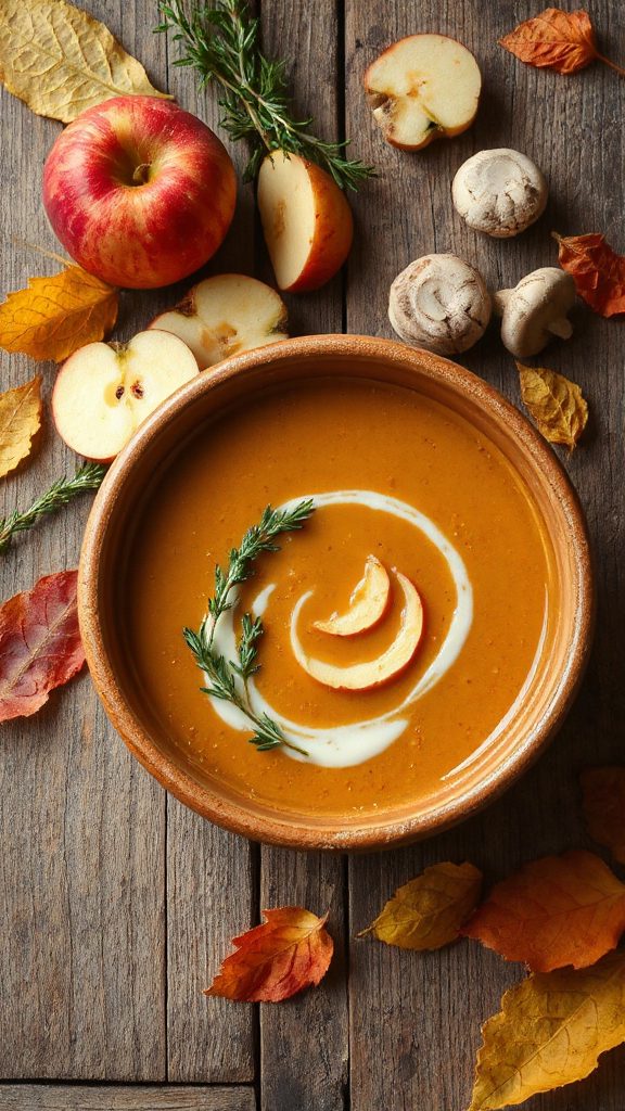 autumn apple mushroom soup