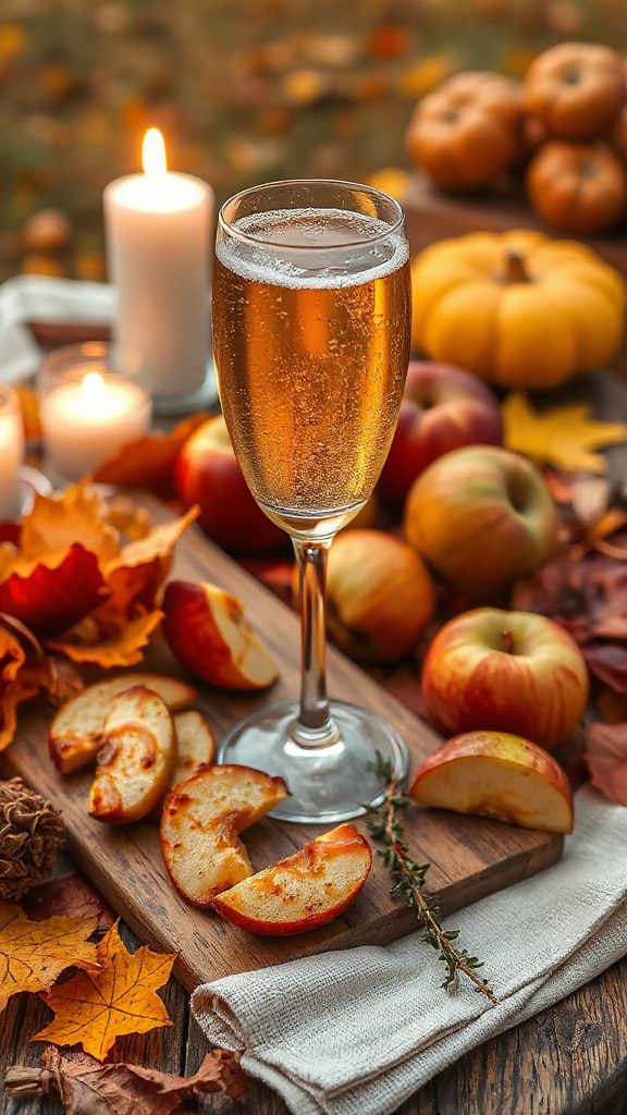 autumn inspired apple champagne cocktail