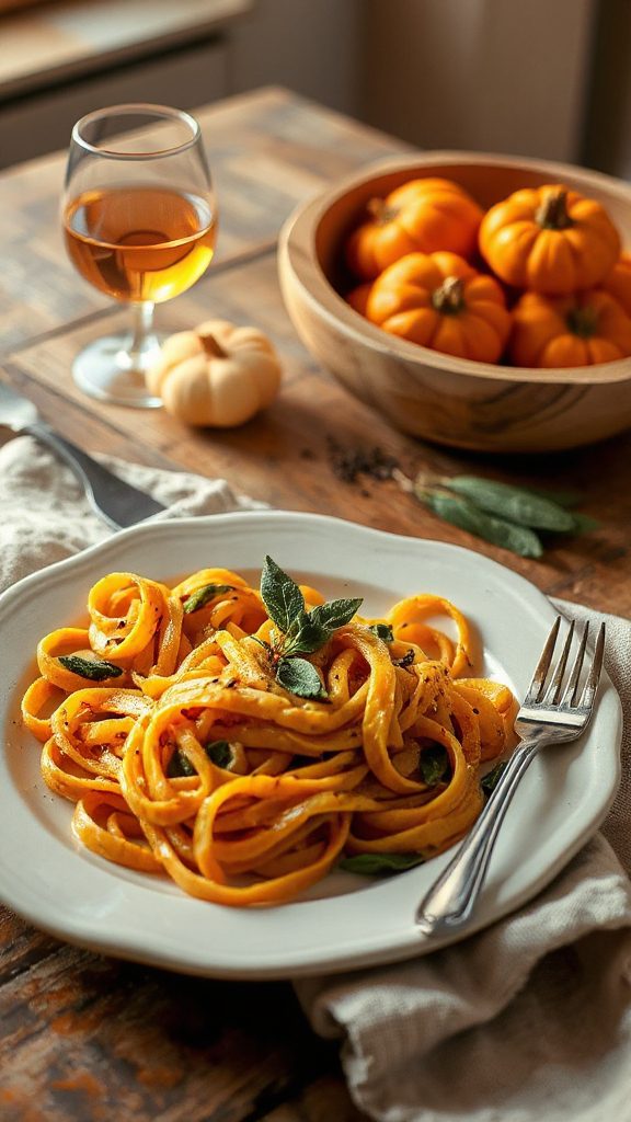 autumn inspired creamy fettuccine